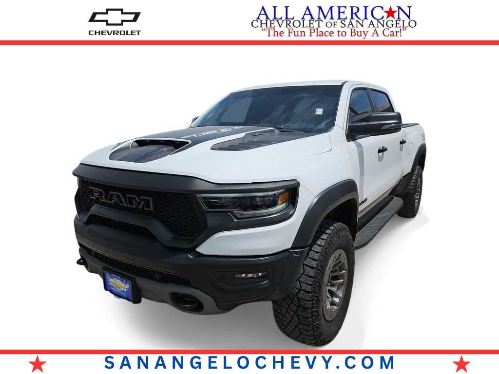 2024 RAM 1500 TRX in Wht/White — front three-quarter view