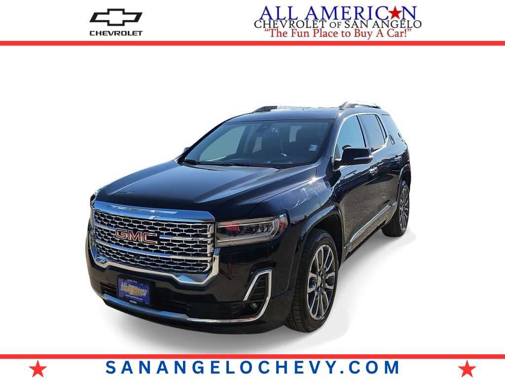 2022 GMC Acadia Denali in Midnight Blue Metallic — front three-quarter view