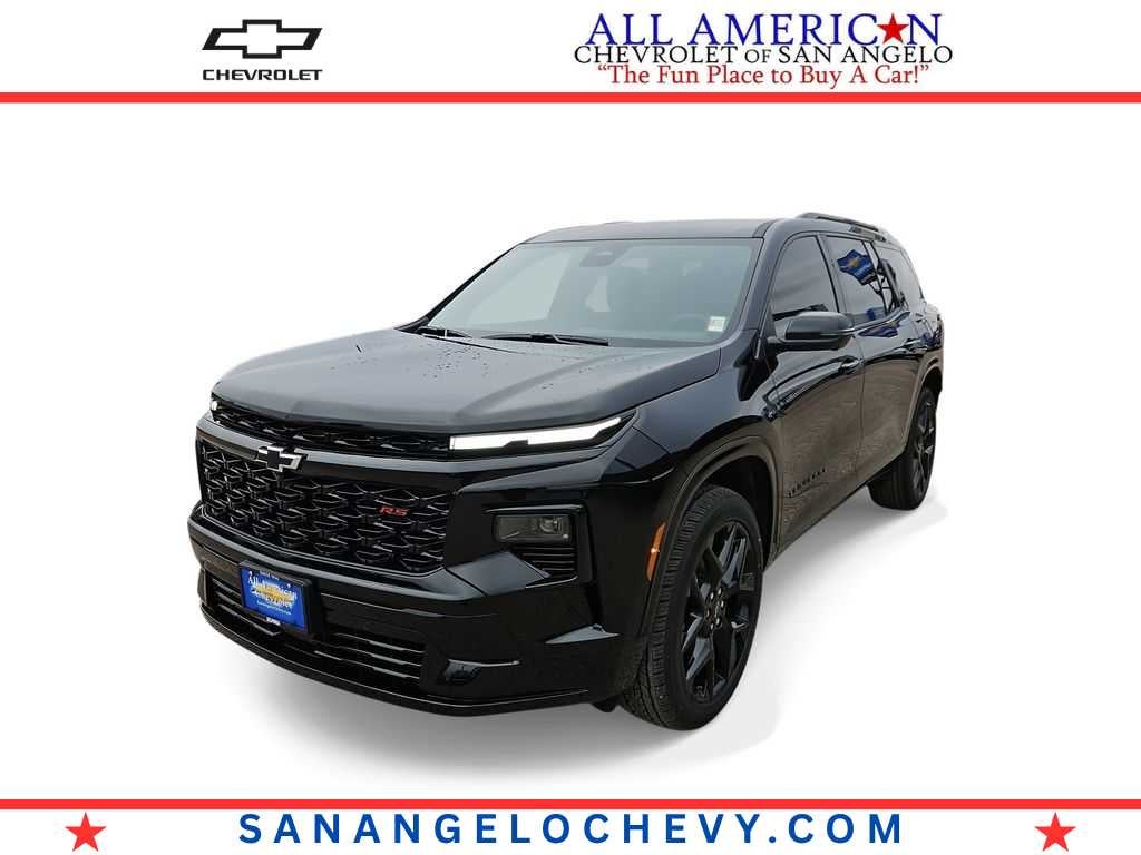 2026 Chevrolet Traverse RS in Mosaic Black Metallic — front three-quarter view