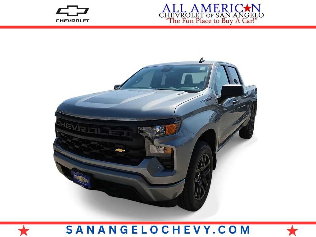 2026 Chevrolet Silverado 1500 Custom in Sterling Gray Metallic — front three-quarter view