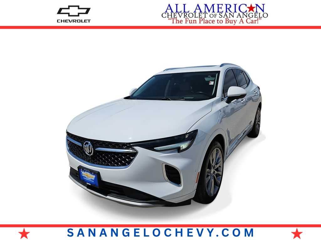 2021 Buick Envision Avenir in Summit White — front three-quarter view